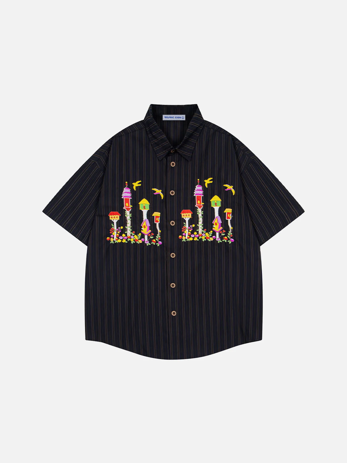 Aelfric Eden Birdhouse Embroidery Short Sleeve Shirt - Image 4