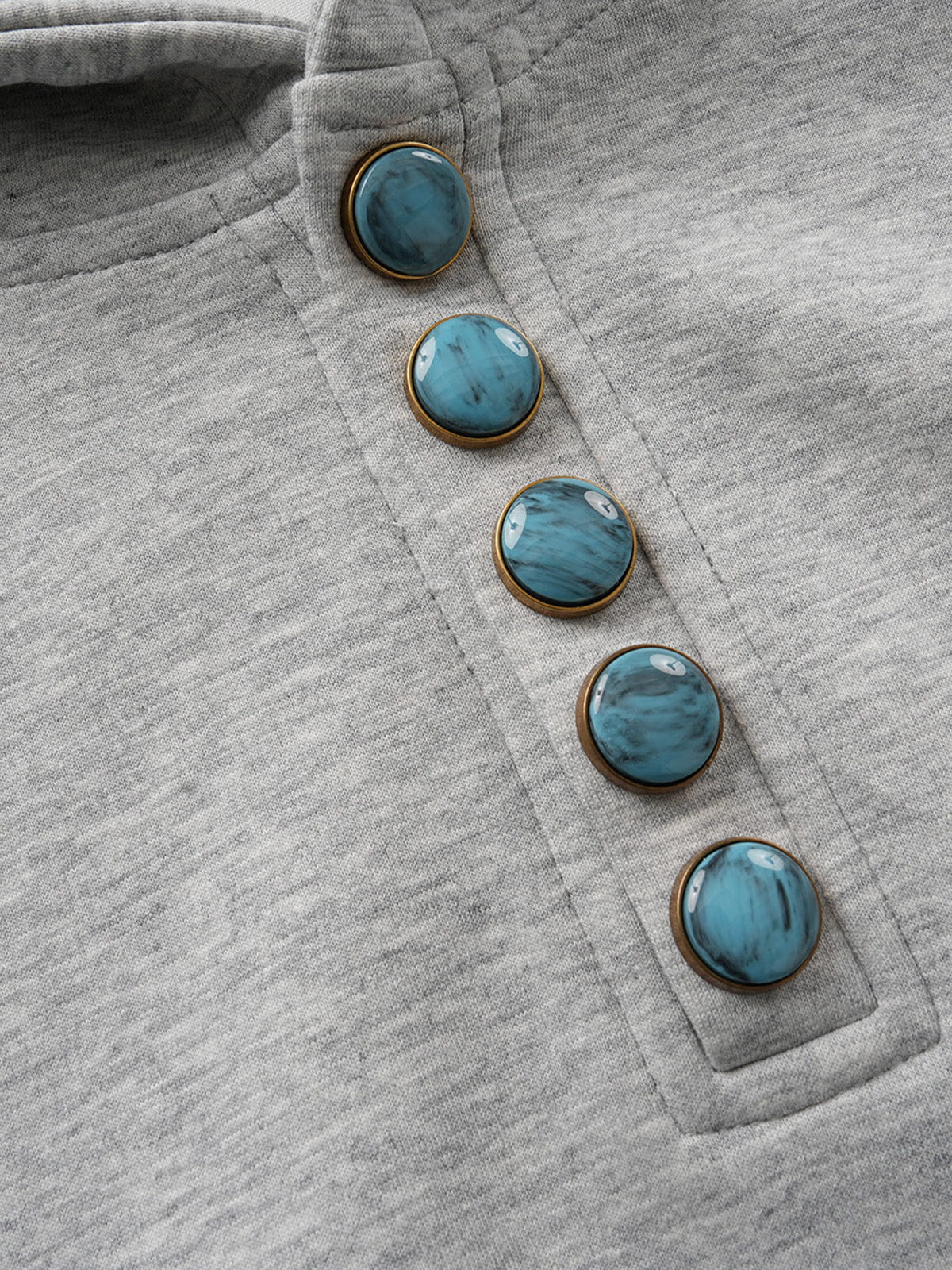 Aelfric Eden Boxy Turquoise Placket Pullover Hoodie - Image 4
