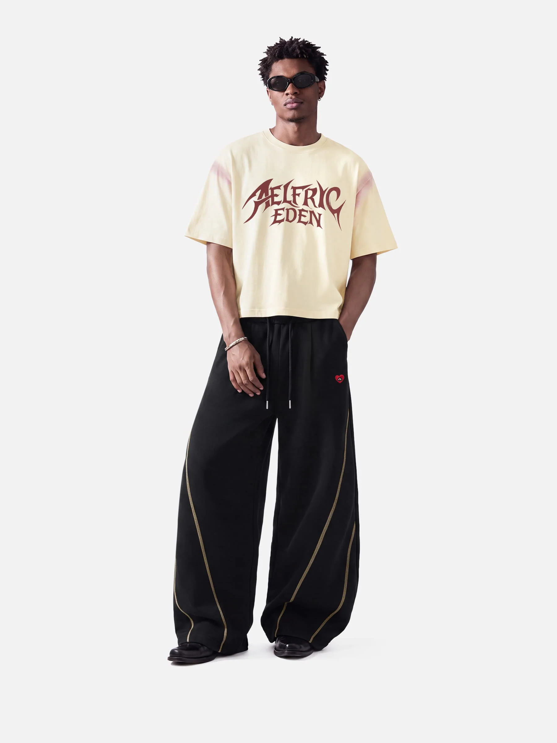 Aelfric Eden Contrast Stitch Baggy Barrel Sweatpants - Image 3
