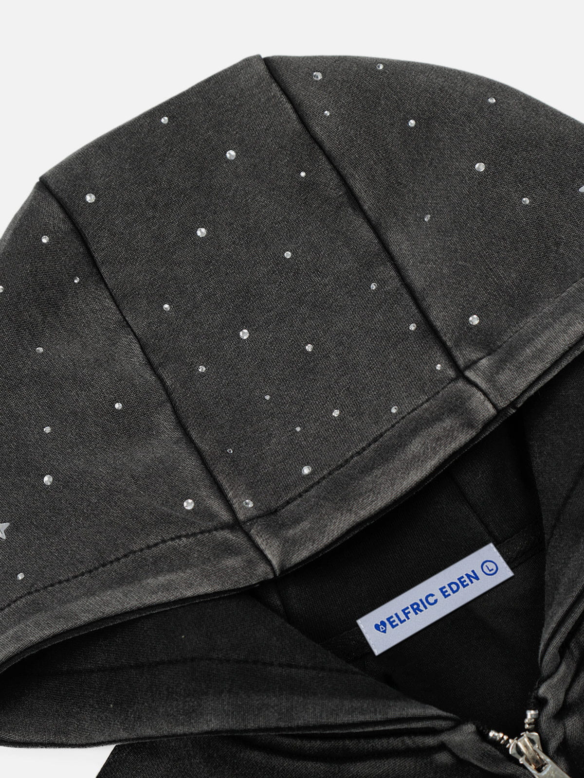 [Pre-Order] Aelfric Eden Cropped Rhinestone Star Zip Up Hoodie - Image 3