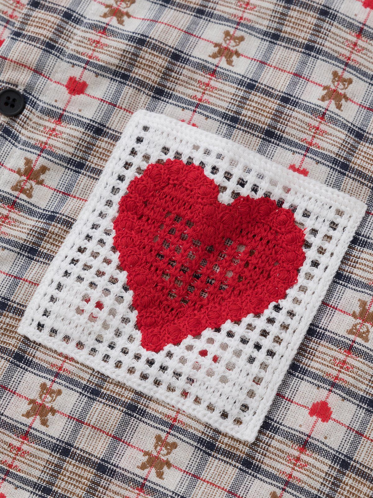 Aelfric Eden Crochet Heart Pocket Plaid Shirt - Image 7