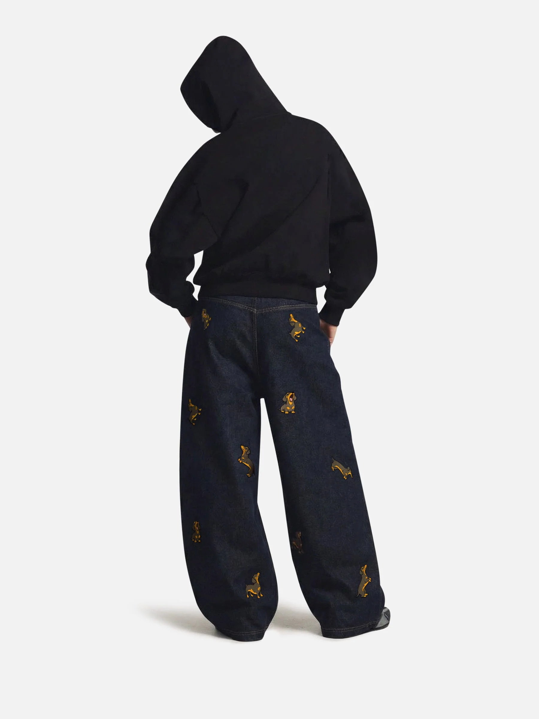 Aelfric Eden Dachshund Embroidered Baggy Jeans - Image 6