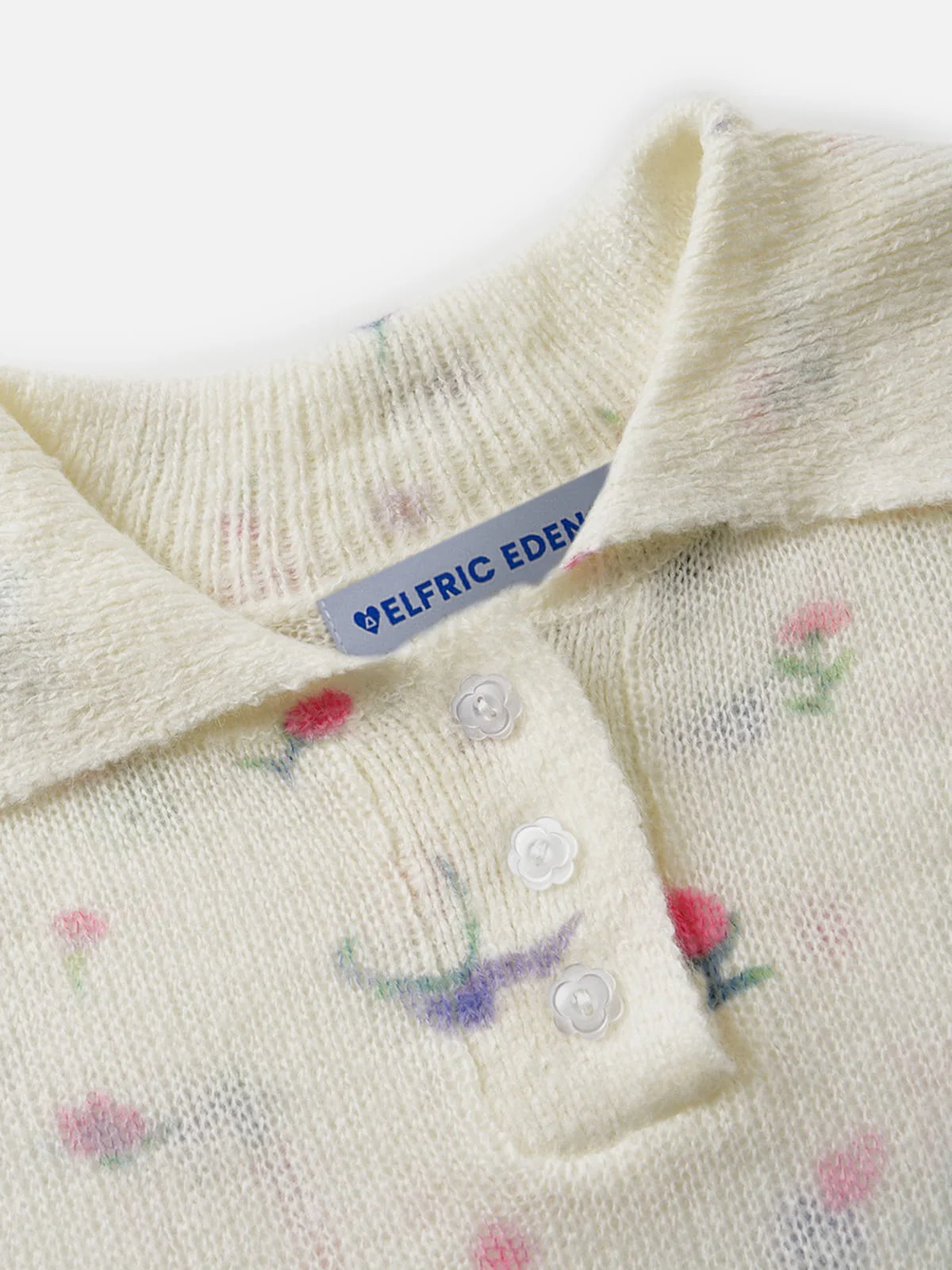 Aelfric Eden Floral Knit Polo Tee - Image 3