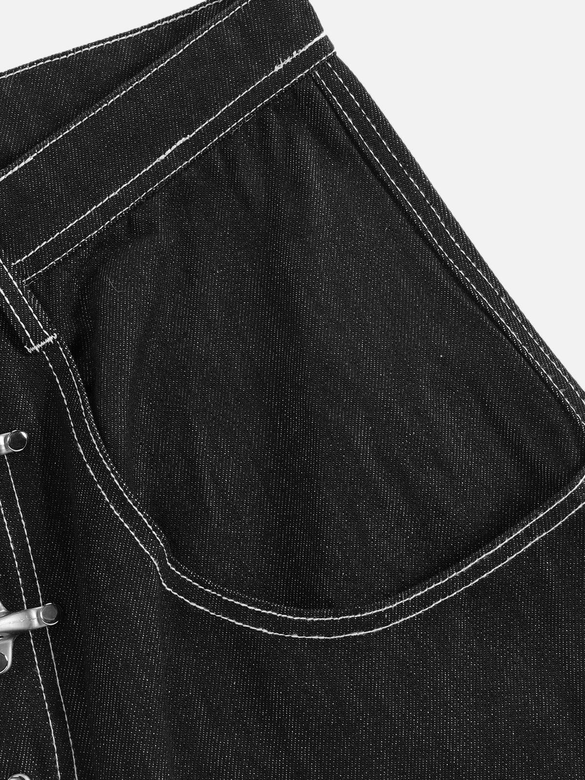 Aelfric Eden Metal Button Raw Baggy Barrel Jeans - Image 10