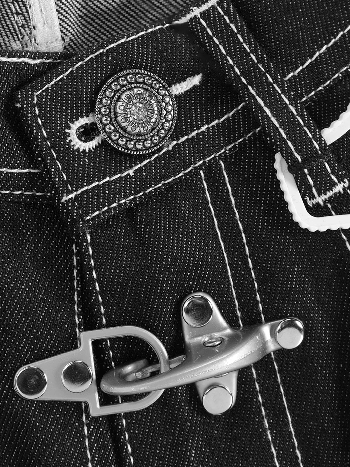 Aelfric Eden Metal Button Raw Baggy Barrel Jeans - Image 7