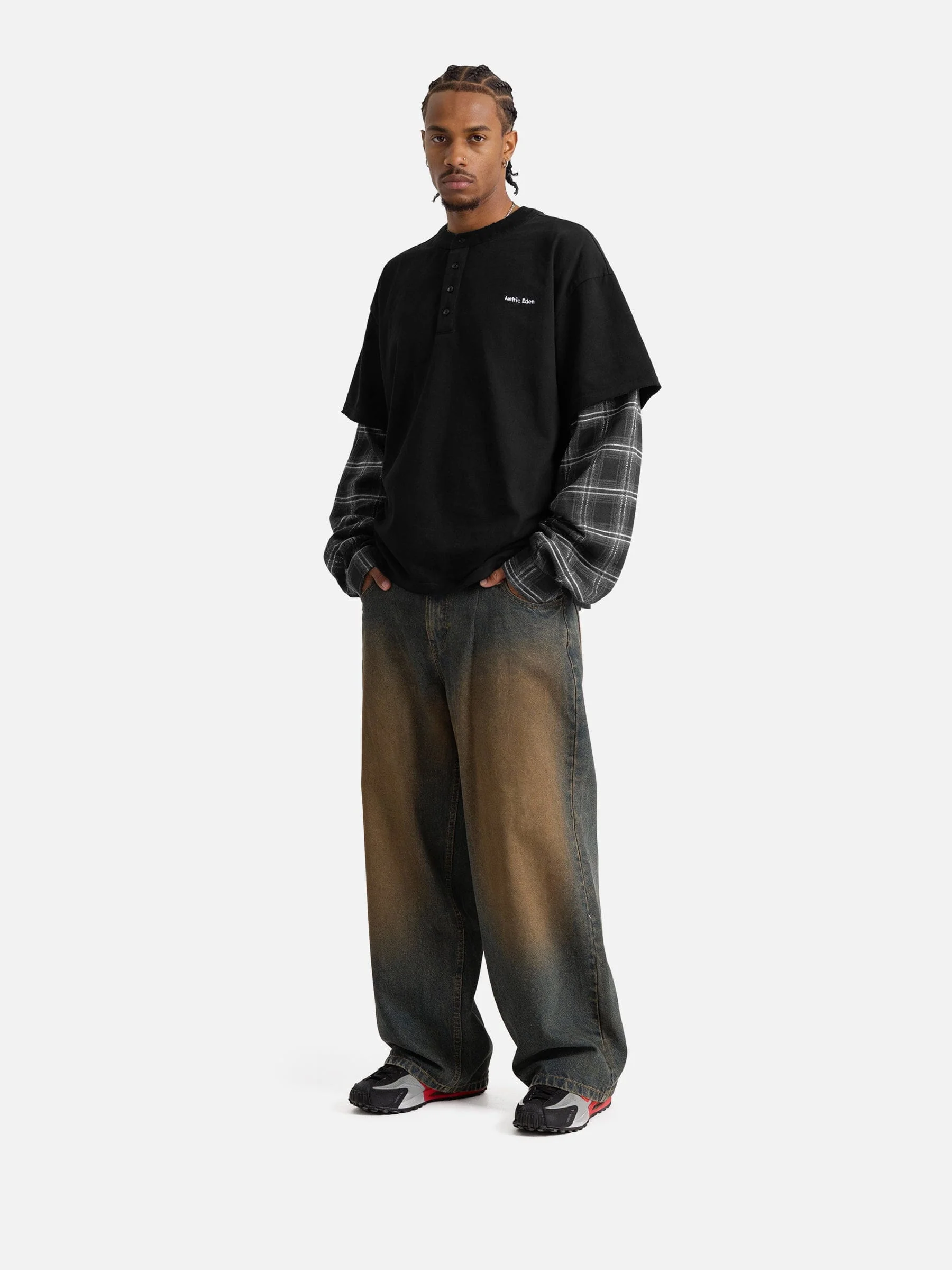 Aelfric Eden Plaid Layered Long Sleeve Tee - Image 3