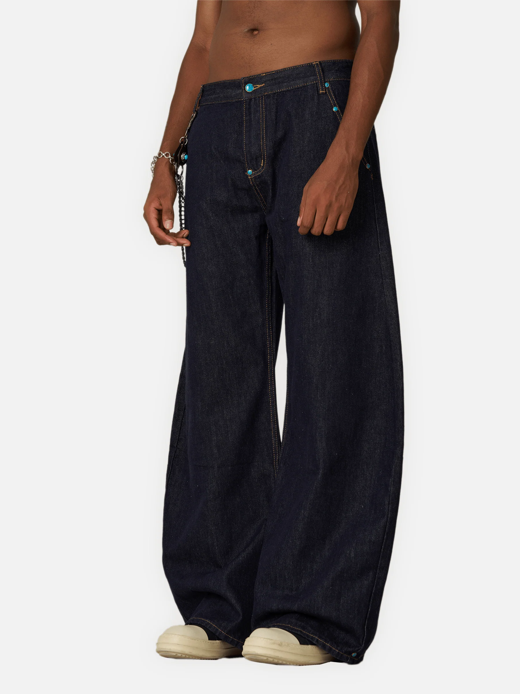 Aelfric Eden Baggy Barrel Rivet Raw Jeans - Image 5
