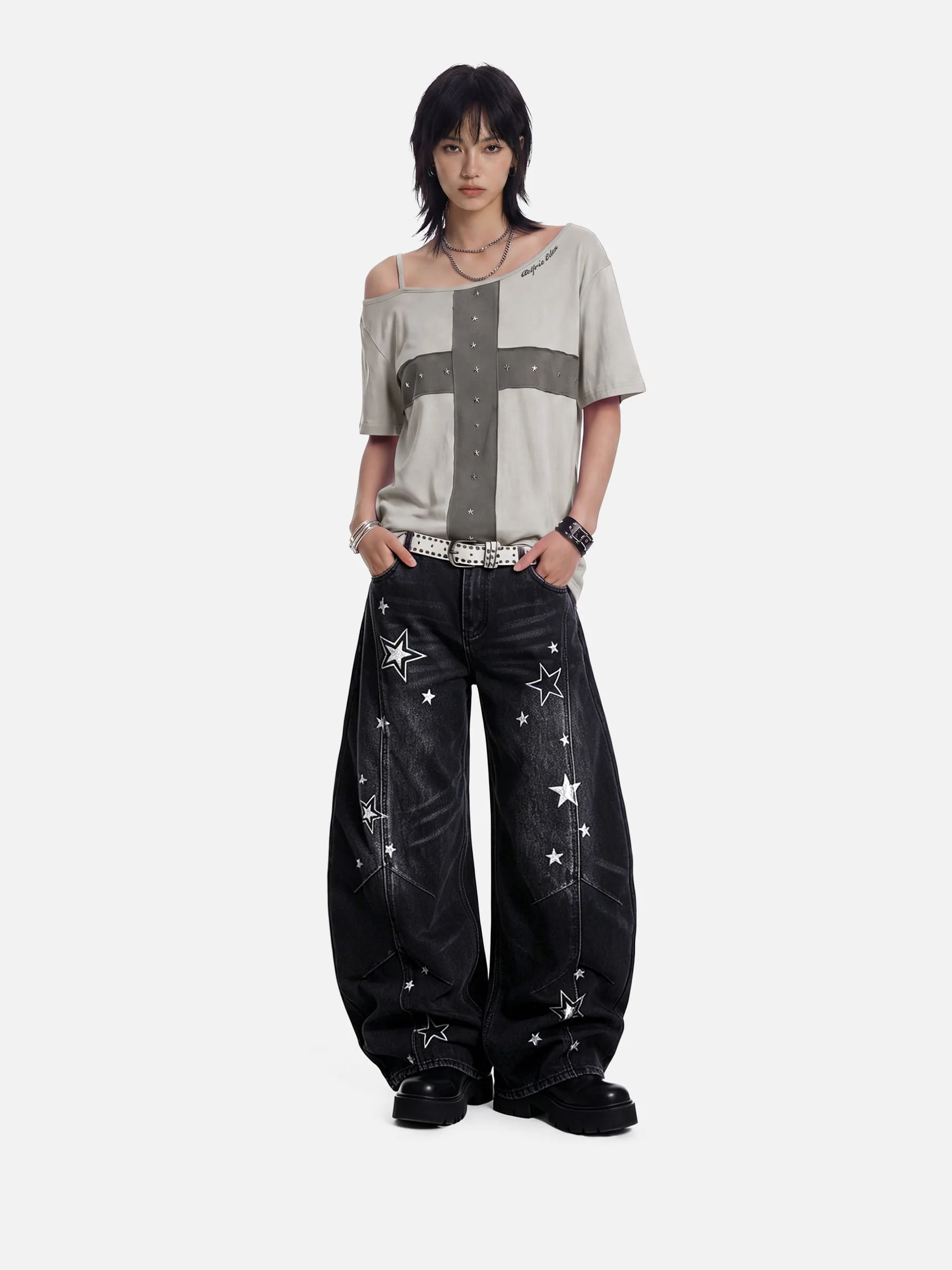 Aelfric Eden Star Panel Off-The-Shoulder Tee - Image 3