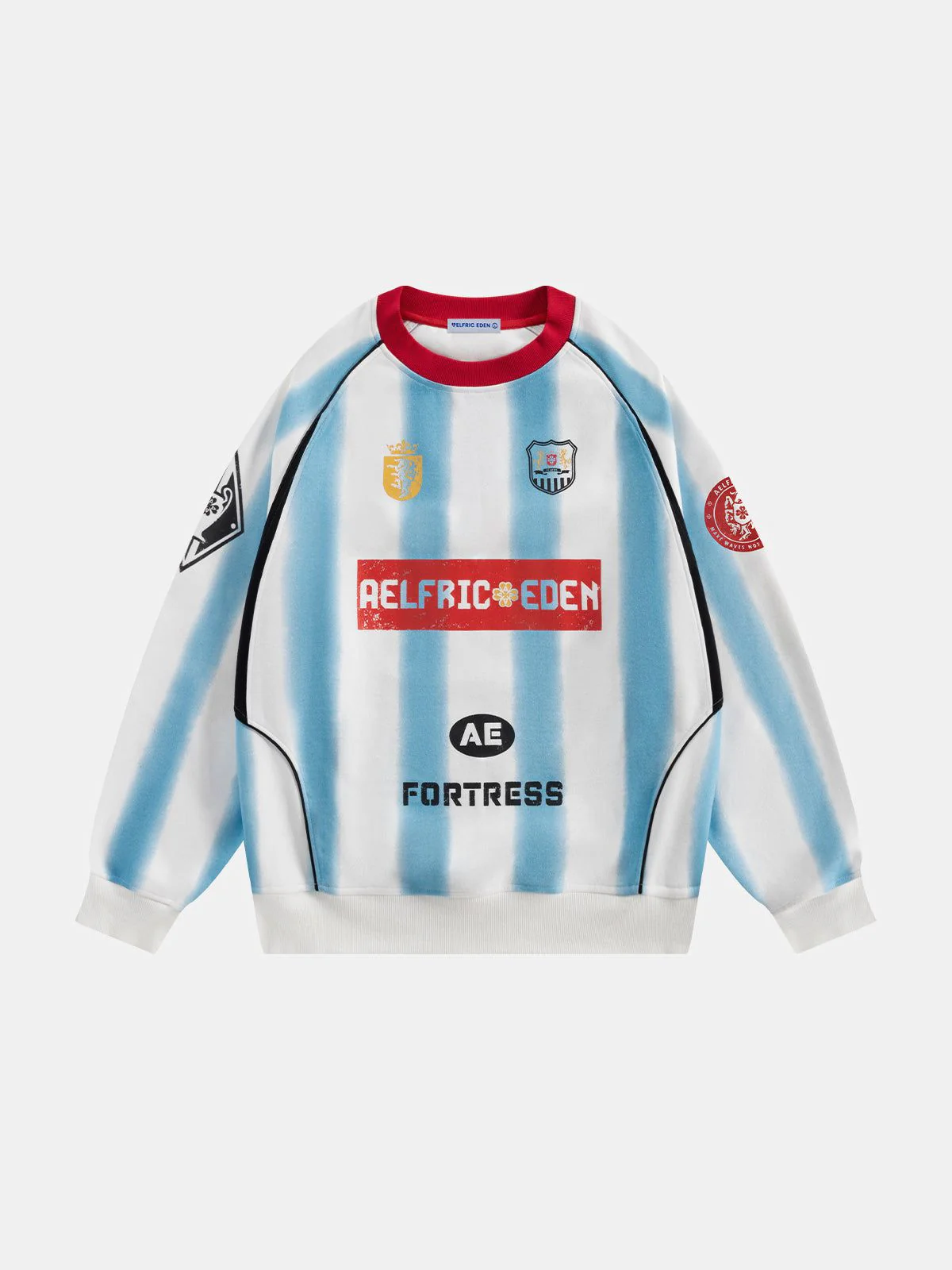 Aelfric Eden 77 Stripe Patchwork Print Sweatshirt - Image 4