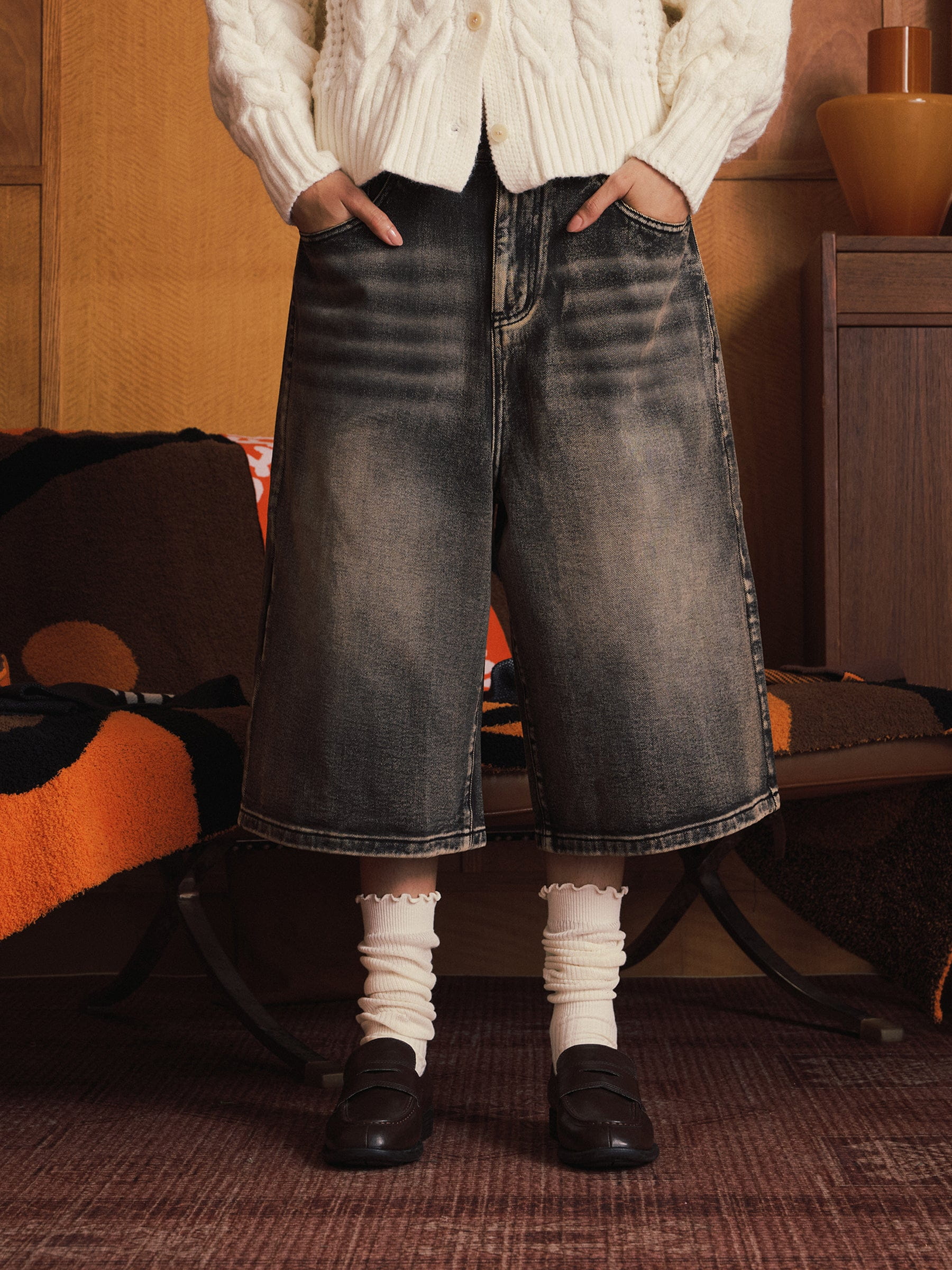 Aelfric Eden Vintage Washed Longline Jorts - Image 3