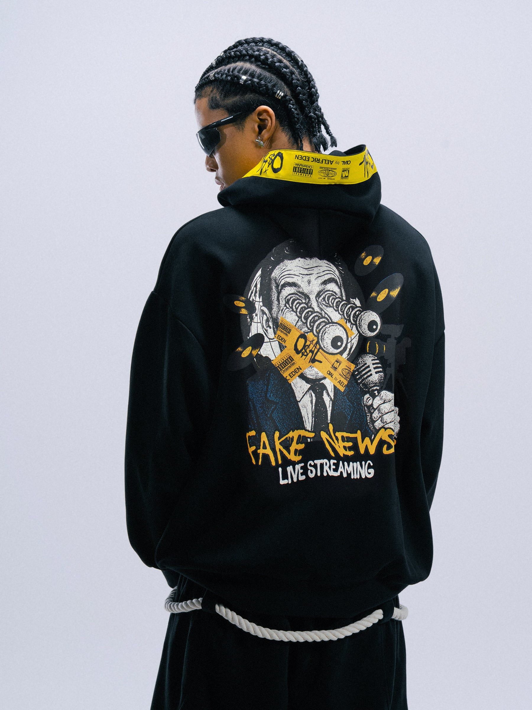 [COMPLEXCON] FAKE NEWS OIAL Tape Hoodie - Image 3